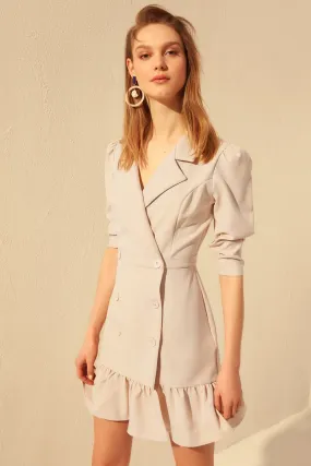 16422 Beige Double Breasted Jacket Dress