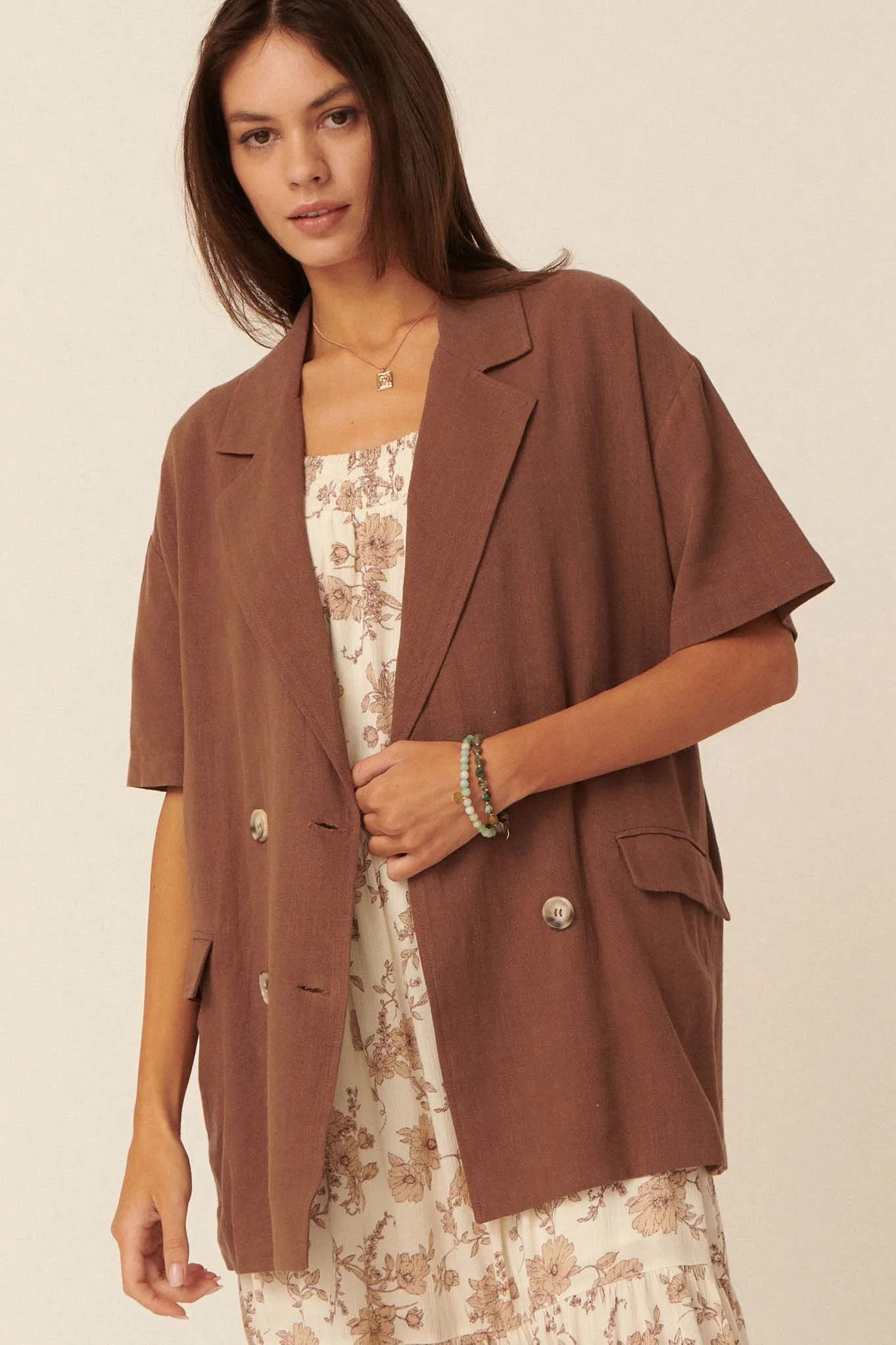 Right on Time Oversized Short-Sleeve Blazer